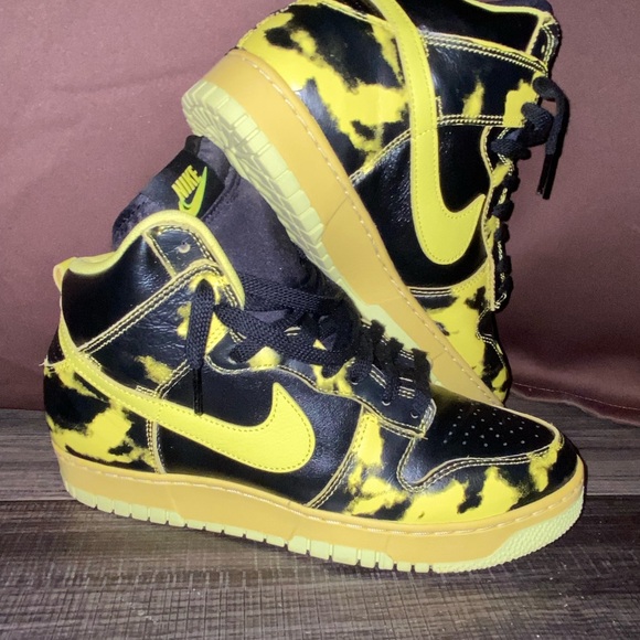 Nike Mens Dunk High 1985 DD9404 001 Yellow Acid Wash - Picture 5 of 8